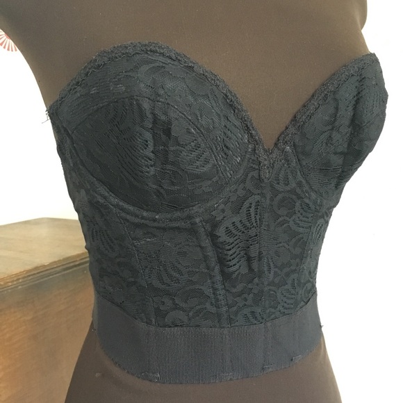 black lace strapless bustier